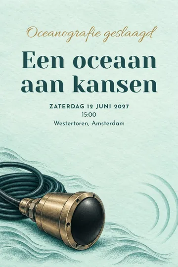 Uitnodiging met het ontwerp Oceanografie geslaagd