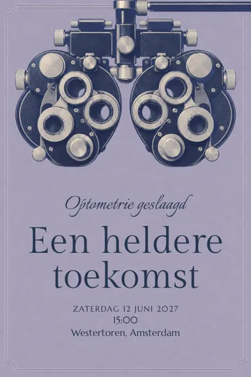 Uitnodiging met het ontwerp Optometrie geslaagd