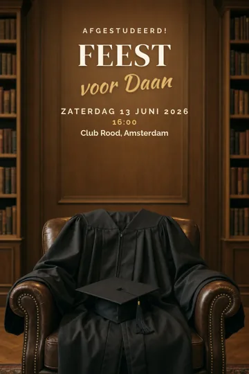 Uitnodiging met het ontwerp Afgestudeerd