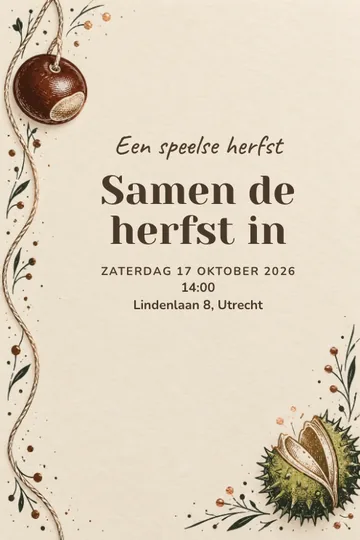 Uitnodiging met het ontwerp Een speelse herfst
