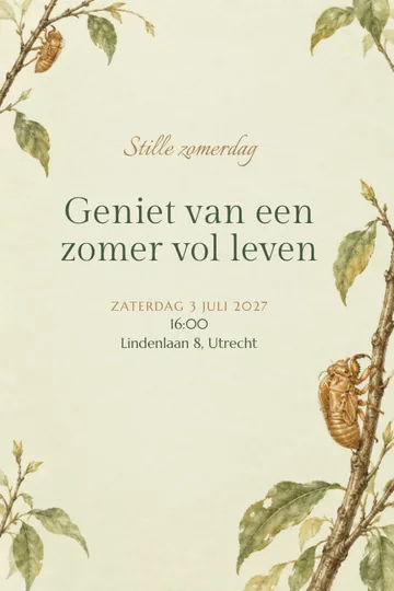 Uitnodiging met het ontwerp Stille zomerdag