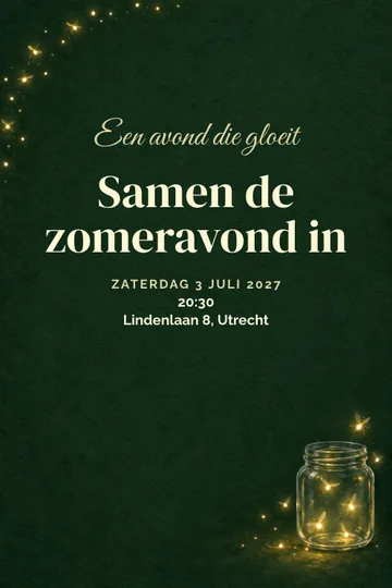 Uitnodiging met het ontwerp Een avond die gloeit