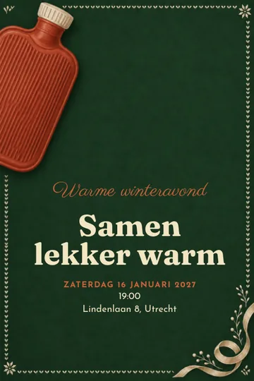 Uitnodiging met het ontwerp Warme winteravond