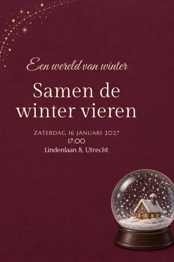 Uitnodiging met het ontwerp Een wereld van winter