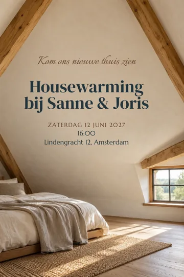 Uitnodiging met het ontwerp Onder de dakkapel