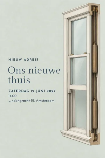 Uitnodiging met het ontwerp Een raam vol welkom