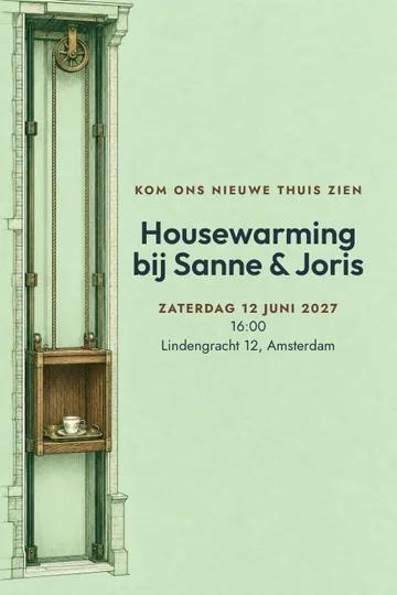 Uitnodiging met het ontwerp Ons kleine huisliftje