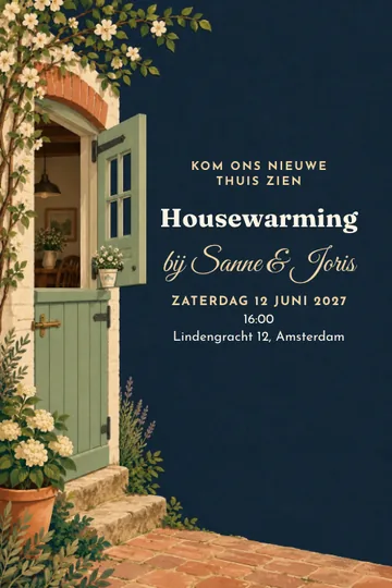 Uitnodiging met het ontwerp De deur staat half open