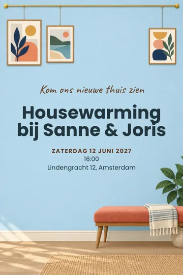 Uitnodiging met het ontwerp Nieuwe kunstwand