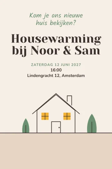 Uitnodiging met het ontwerp Nieuw thuis