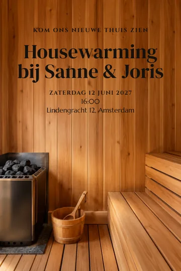 Uitnodiging met het ontwerp De nieuwe sauna