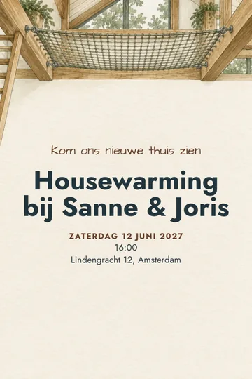 Uitnodiging met het ontwerp Zweven in huis