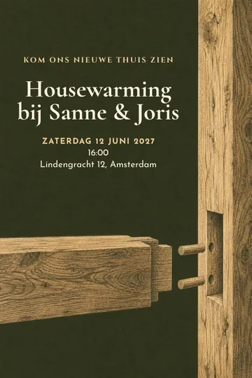 Uitnodiging met het ontwerp Ons huis krijgt vorm