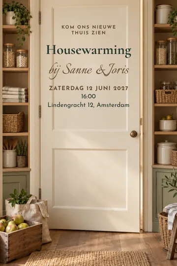 Uitnodiging met het ontwerp De nieuwe voorraadkamer