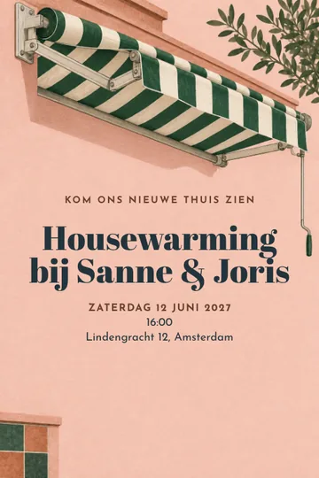 Uitnodiging met het ontwerp Ons nieuwe zonnescherm