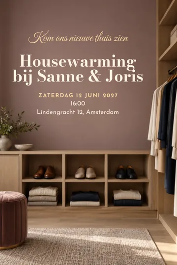Uitnodiging met het ontwerp Een nieuwe garderobe