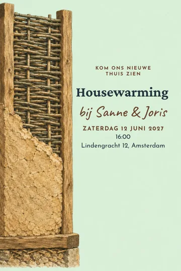 Uitnodiging met het ontwerp Een huis met vlechtwerk