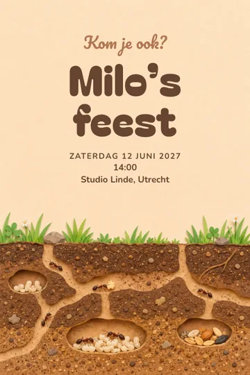 Uitnodiging met het ontwerp Onder de grond