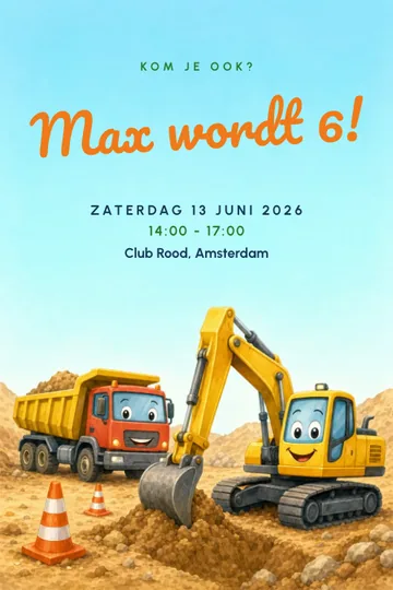 Uitnodiging met het ontwerp Bouwplaats