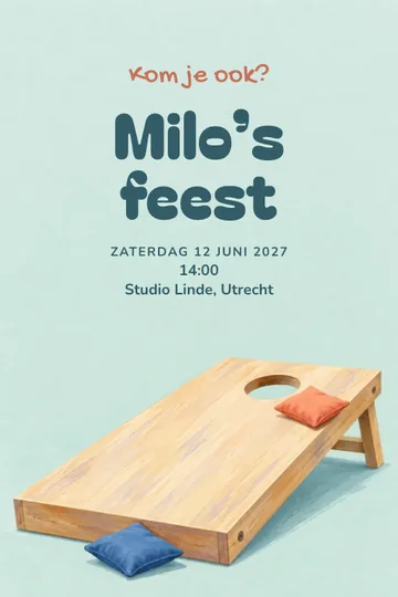 Uitnodiging met het ontwerp Zakkenmikfeest