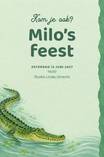 Uitnodiging met het ontwerp Krokodillenbocht