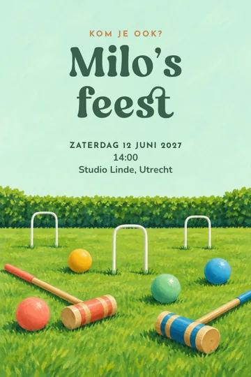 Uitnodiging met het ontwerp Croquetfeest