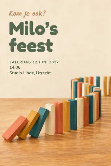 Uitnodiging met het ontwerp Dominoketting
