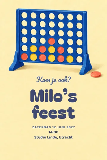 Uitnodiging met het ontwerp Vier op een rij