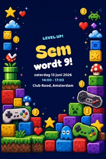 Uitnodiging met het ontwerp Gamefeest