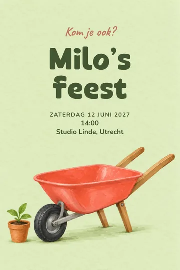 Uitnodiging met het ontwerp Tuinkarfeest