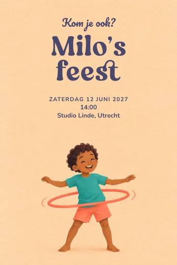 Uitnodiging met het ontwerp Hoepelfeest