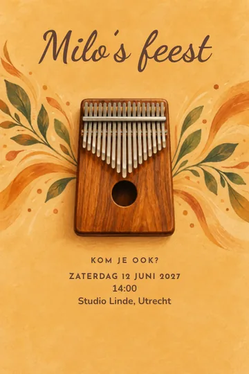Uitnodiging met het ontwerp Kalimbaklanken