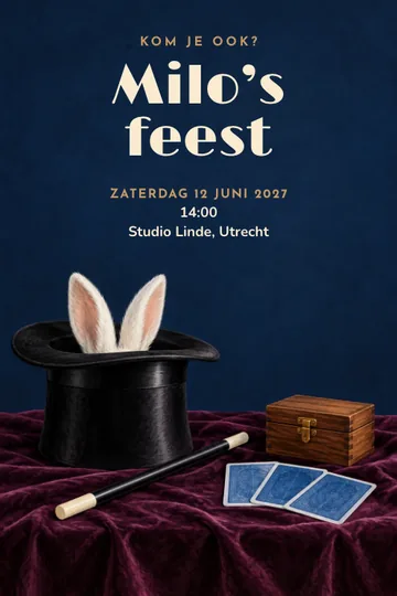 Uitnodiging met het ontwerp Goocheldoos
