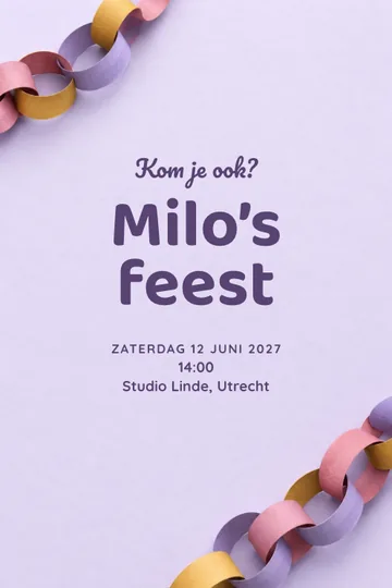Uitnodiging met het ontwerp Papieren feestketting