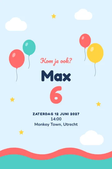 Uitnodiging met het ontwerp Ballonnen