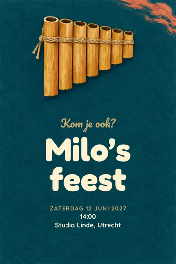 Uitnodiging met het ontwerp Rietfluitfeest