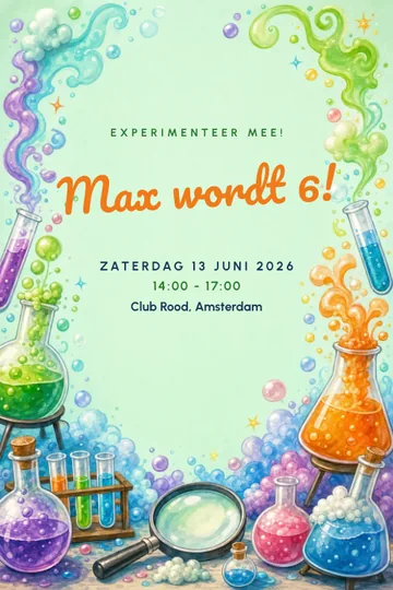 Uitnodiging met het ontwerp Proefjesfeest