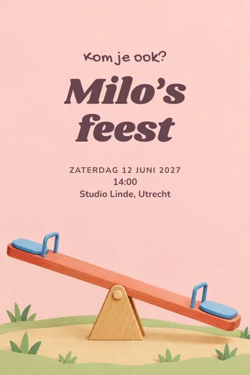 Uitnodiging met het ontwerp Wipwapfeest
