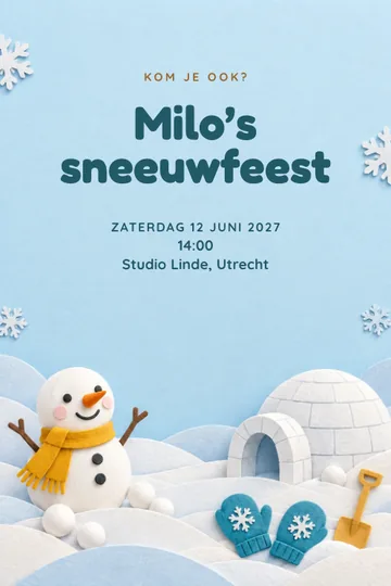 Uitnodiging met het ontwerp Een dag in de sneeuw