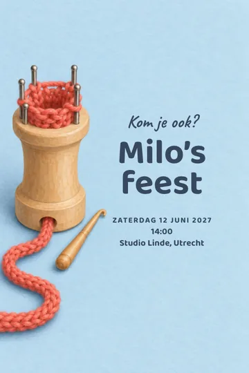 Uitnodiging met het ontwerp Klosjesatelier