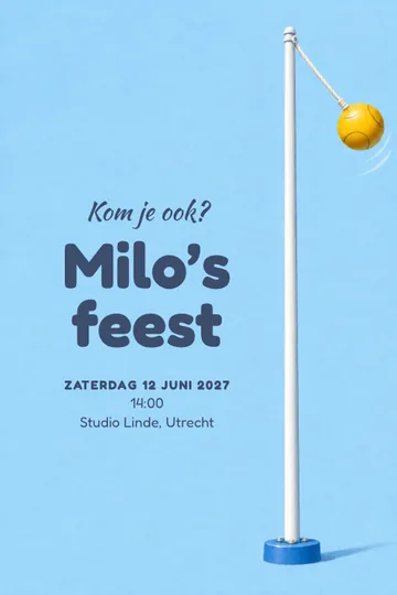 Uitnodiging met het ontwerp Bal om de paal