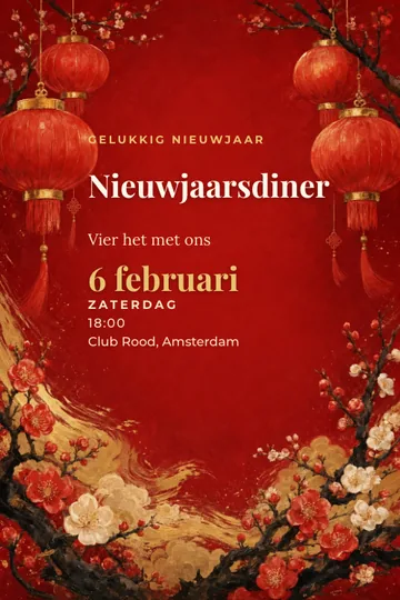 Uitnodiging met het ontwerp Chinees Nieuwjaar