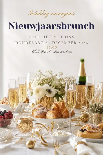 Uitnodiging met het ontwerp Nieuwjaarsbrunch