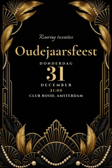 Uitnodiging met het ontwerp Roaring new year