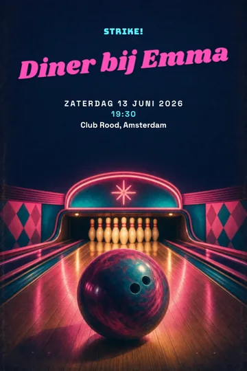 Uitnodiging met het ontwerp Bowlingavond