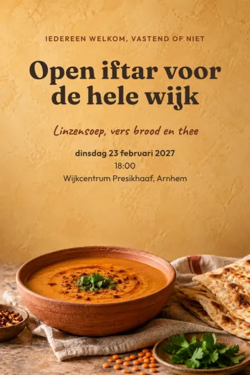 Uitnodiging Feestdagen, ontwerp Linzensoep en brood
