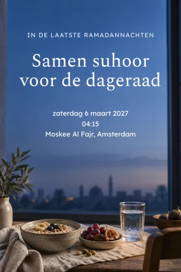 Uitnodiging Feestdagen, ontwerp Suhoor in het blauwe uur
