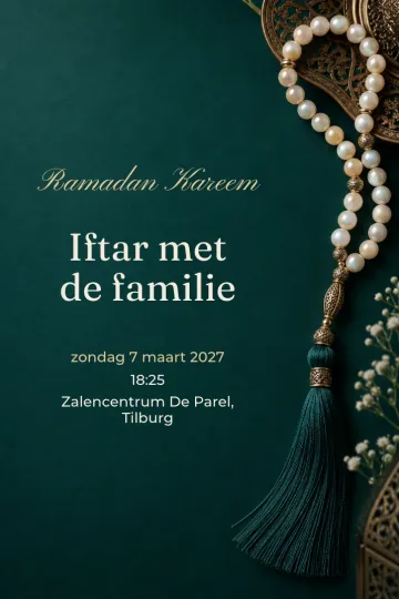 Uitnodiging Feestdagen, ontwerp Parelmoeren tasbih