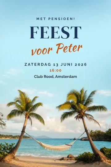 Uitnodiging met het ontwerp Eindelijk vrij