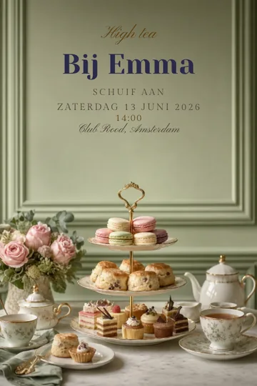 Uitnodiging met het ontwerp High tea